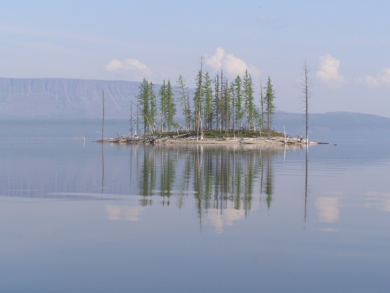 Курейское водохранилище, изображение ландшафта.