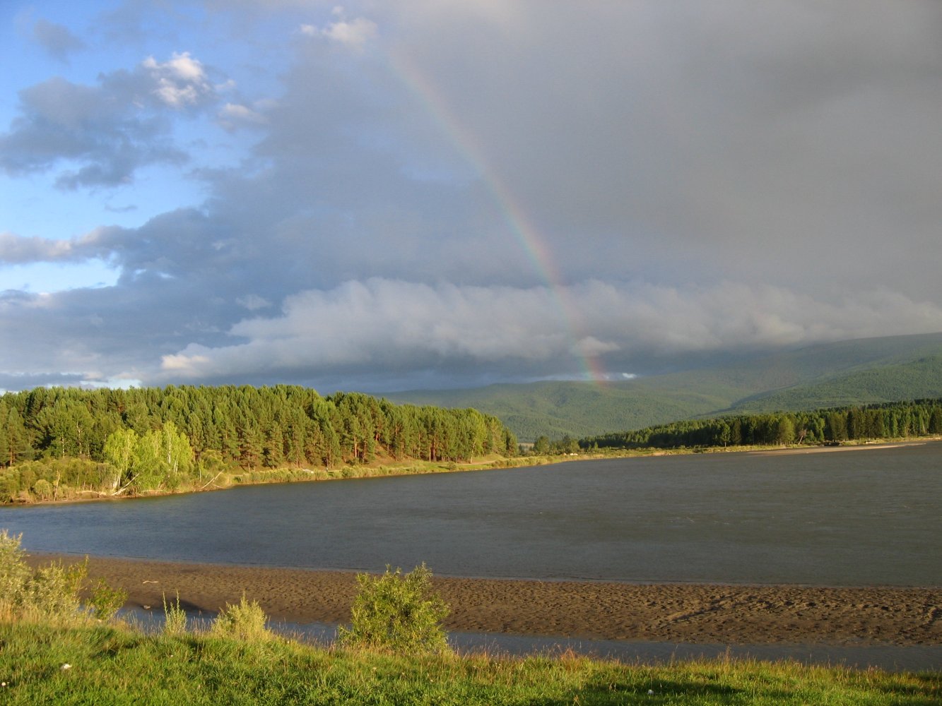 Река Иркут близ моста на Аршан, image of landscape/habitat.