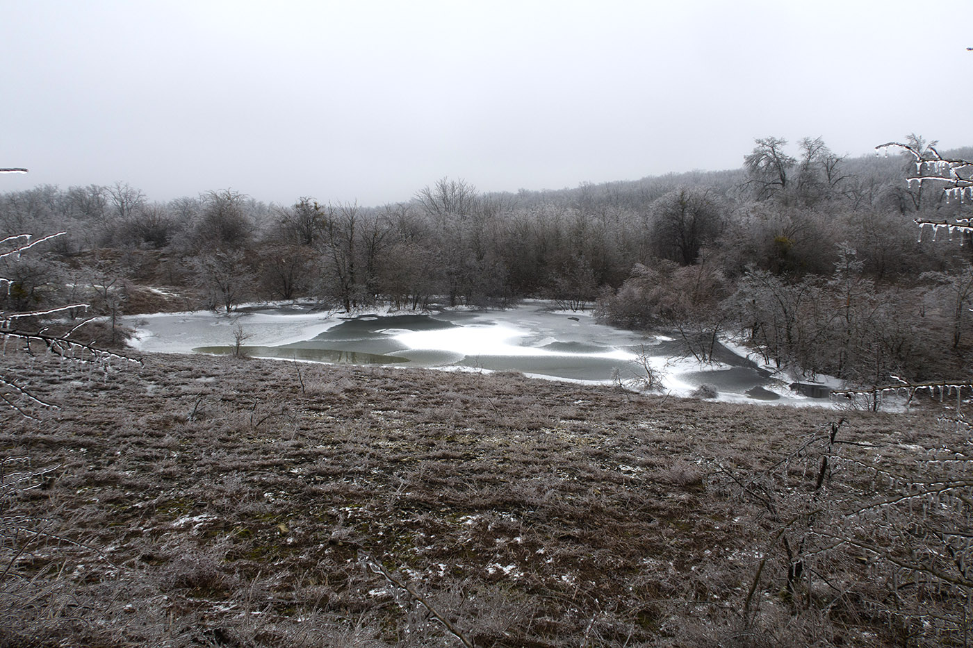 Озерцо на дне карьера, image of landscape/habitat.